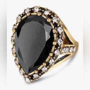 Beautiful Dillards Retro 14KT Dip Huge Onyx Cocktail Ring 7